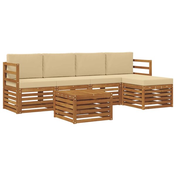vidaXL Ensemble de canapés d'extérieur 6 pc Naturel et Beige