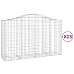 vidaXL Paniers à gabions arqués 13 Pièces 200x50x120/140 cm Fer galvanisé
