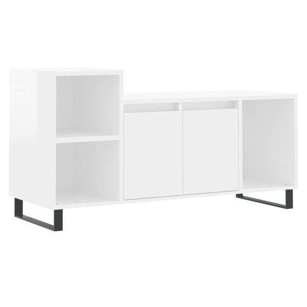 vidaXL Meuble TV Blanc brillant 100x35x55 cm Bois d'ingénierie
