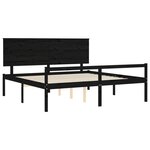 vidaXL Lit pour personne âgée tête de lit noir 200x200 cm bois massif