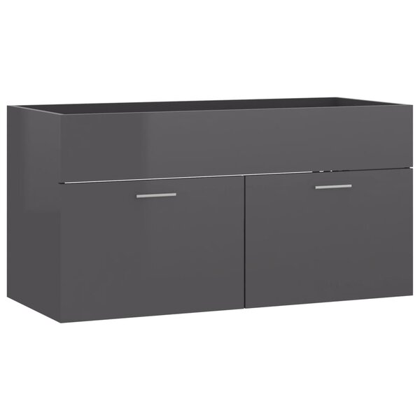 vidaXL Armoire d'évier Gris brillant 90x38 5x46 cm Bois d’ingénierie