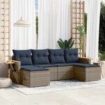 vidaXL Salon de jardin 6 Pièces avec coussins gris résine tressée