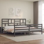 vidaXL Cadre de lit avec tête de lit gris 200x200 cm bois massif
