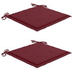 vidaXL Chaises de jardin lot de 2 coussins rouge bordeaux Teck massif