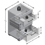 FMD Table de chevet avec 3 tiroirs Gris béton et blanc brillant