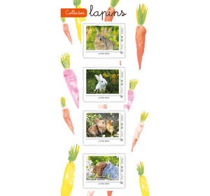 Collector 4 timbres - Lapins - Lettre Verte