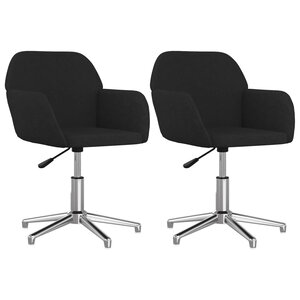 vidaXL Chaises pivotantes à manger lot de 2 Noir Tissu