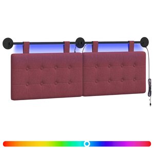 vidaXL Tête de lit suspendue Avec lumière LED Bordeaux Tissu