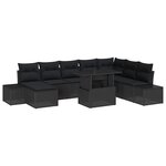 vidaXL Ensemble de canapé de jardin 9 Pièces Noir Poly rotin