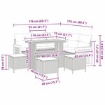 Ensemble de sofa de jardin 9 pièces avec coussins Noir Poly Rattan Acacia