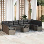 vidaXL Ensemble de canapé de jardin avec coussin 11 Pièces Gris clair