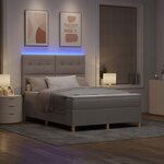 vidaXL Lit à ressort LED avec matelas Taupe 140 x 190 cm tissu