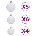 vidaXL Set de boules de Noël avec pic et 150 LED 61 Pièces Blanc et gris