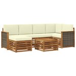 vidaXL Ensemble de canapé d'angle avec coussin 6 Pièces Naturel et Crème