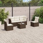 vidaXL Salon de jardin avec coussins 6 Pièces marron résine tressée