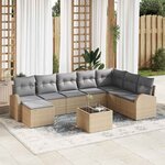vidaXL Ensemble de canapé de jardin 9 Pièces beige et gris clair