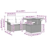 Ensemble de 5 Pièces de Canapé de Jardin avec Coussins en Rattan Poly Gris