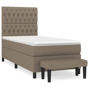 vidaXL Sommier à lattes de lit avec matelas Taupe 90x200 cm Tissu