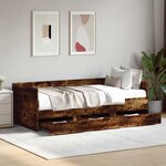 vidaXL Lit de jour avec tiroirs sans matelas chêne fumé 90x190 cm