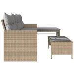 vidaXL Canapé de jardin table et coussins en forme de L mélange beige