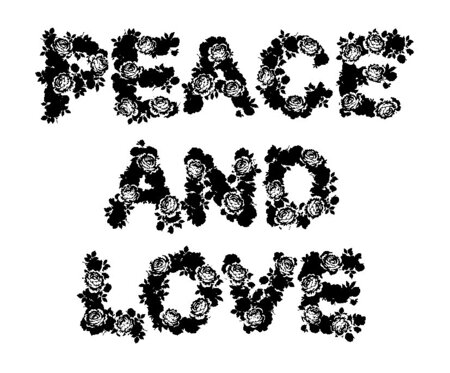 Tampon en bois Peace et Love 58x46mm