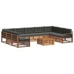 vidaXL Ensemble de canapés d'extérieur 10 pc Naturel et Anthracite