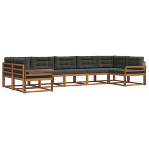 vidaXL Ensemble de canapés d'extérieur 7 Pièces Naturel et Anthracite
