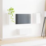 vidaXL Ensemble meuble TV 2 Pièces Blanc brillant Bois d'ingénierie