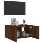 vidaXL Meuble TV mural avec lumières LED chêne marron 60x35x31 cm