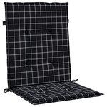 vidaXL Coussins de chaise à dossier bas lot de 6 noir à carreaux tissu