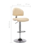 vidaXL Tabouret de bar Crème Similicuir