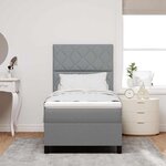 vidaXL Lit à sommier avec matelas gris clair 90x200 cm en tissu