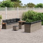 vidaXL Ensemble de canapé de jardin 11 Pièces Gris polyrotin