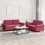 vidaXL Ensemble de canapés 2 Pièces avec coussins Rouge bordeaux Velours