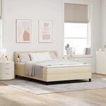 vidaXL Lit boxspring avec matelas Crème 160 x 200 cm tissu