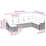 Ensemble de canapés de jardin 8 pièces avec coussins en rotin poly marron