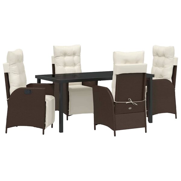 vidaXL Ensemble de salle à manger pour jardin 5 Pièces Marron Poly rotin