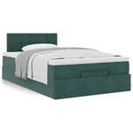 vidaXL Cadre de lit ottoman avec matelas vert foncé 120x200 cm velours