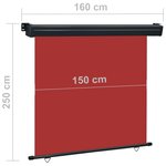 vidaXL Auvent latéral de balcon 160x250 cm Rouge