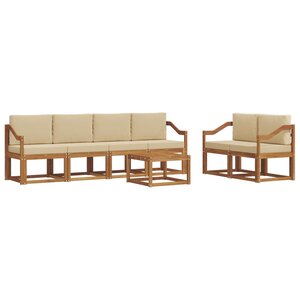 vidaXL Ensemble de canapés d'extérieur 7 Pièces Naturel et Beige