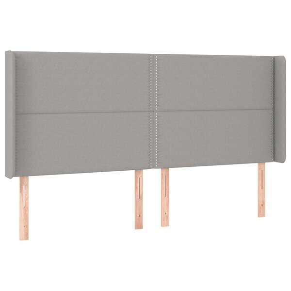 vidaXL Tête de lit avec oreilles Gris clair 203x16x118/128 cm Tissu
