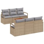 vidaXL Canapé de jardin 7 pièces avec coussins en rotin poly beige et acacia.