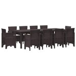 vidaXL Ensemble de salle à manger pour jardin 11 Pièces Marron
