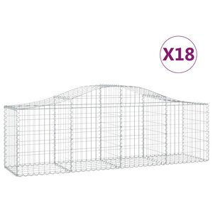 vidaXL Paniers à gabions arqués 18 Pièces 200x50x60/80 cm fer galvanisé