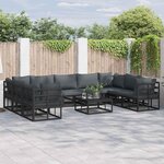 vidaXL Ensemble de canapé de jardin avec coussin Noir Aluminium