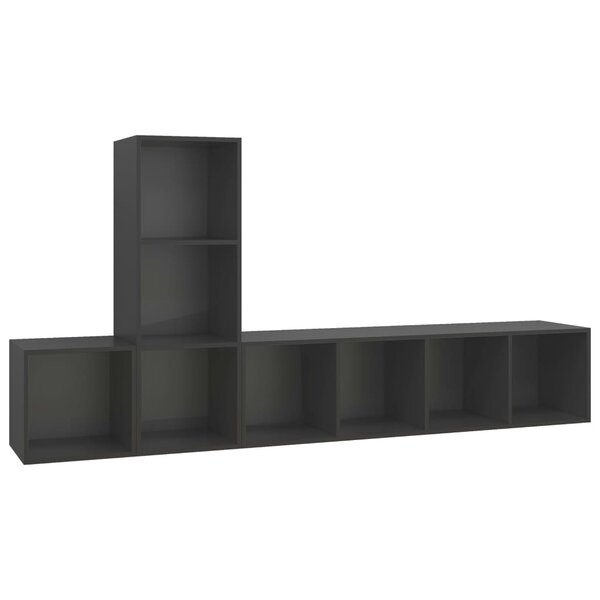 vidaXL Ensemble de meubles TV 3 Pièces Gris Bois d'ingénierie