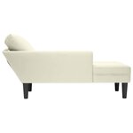 vidaXL Fauteuil long avec coussin et accoudoir droit crème velours