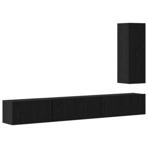 vidaXL Ensemble meuble TV 4 Pièces Chêne noir Bois d'ingénierie