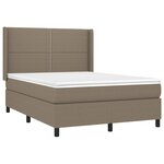 vidaXL Sommier à lattes de lit matelas LED Taupe 140x190 cm Tissu