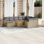 vidaXL Salon de jardin et coussins 11 Pièces mélange beige résine tressée